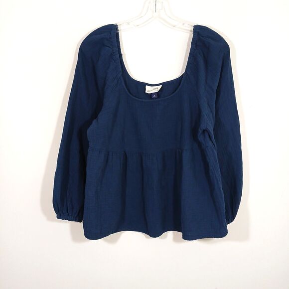 Universal Thread Off Shoulder Chambray Top Size M 100% Cotton Old Money Lagan - Picture 1 of 6